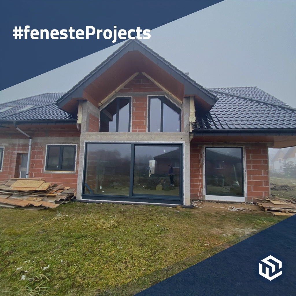 Large house with trapezoidal anthracite windows projects window-profiles aluminum aliplast genesis-75 